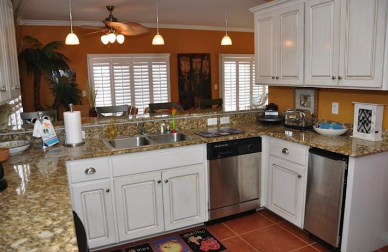 Rental kitchen at Sunset Properties.