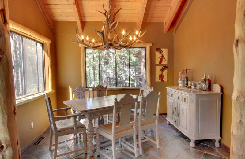 Vacation rental dining room at Vacasa Rentals Lake Tahoe.