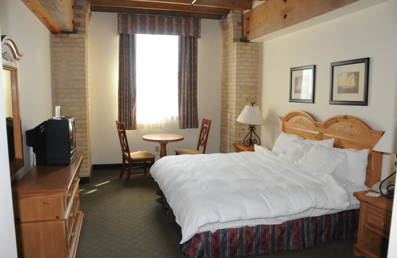 Guest room at The Suites Hotel at Waterfront Plaza.