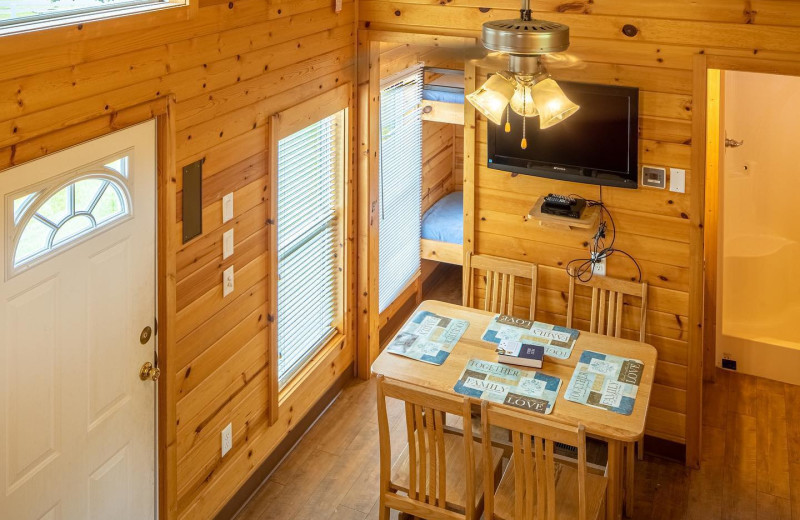 Cabin kitchen at Yogi Bear's Jellystone Park Luray.