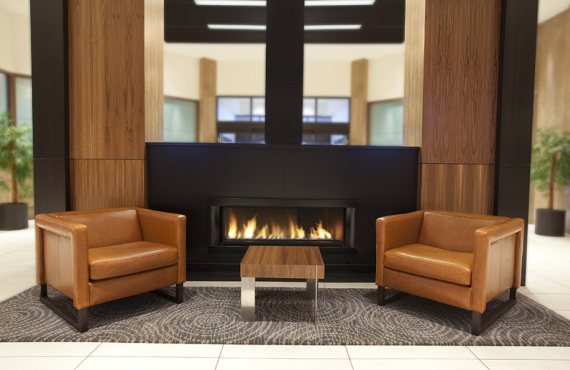 Fireplace at Delta Edmonton South Hotel and Conference Centre.