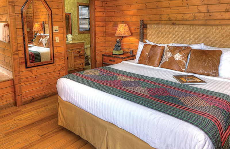 Rental bedroom at Parkside Cabin Rentals.