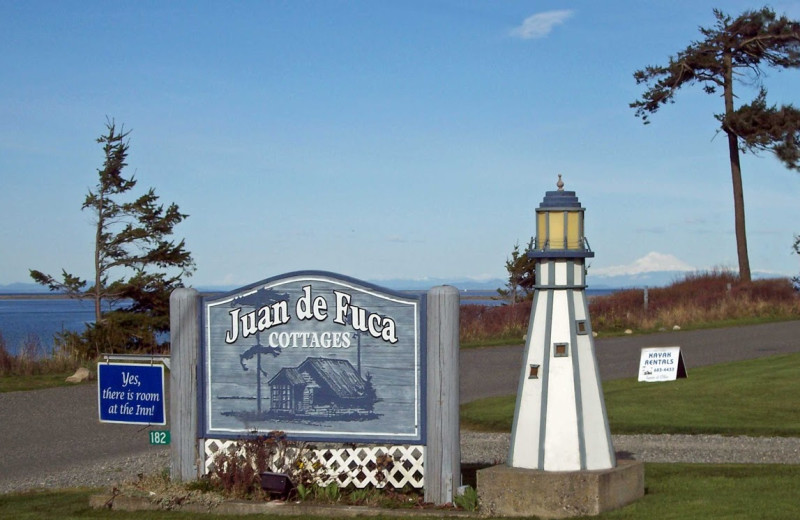 Juan De Fuca Cottages sign.