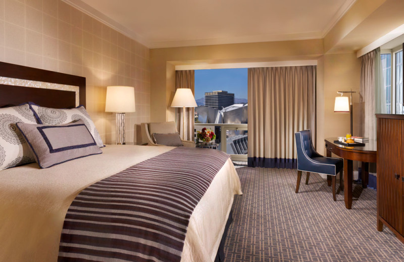 Guest room at Omni Los Angeles Hotel at California Plaza.