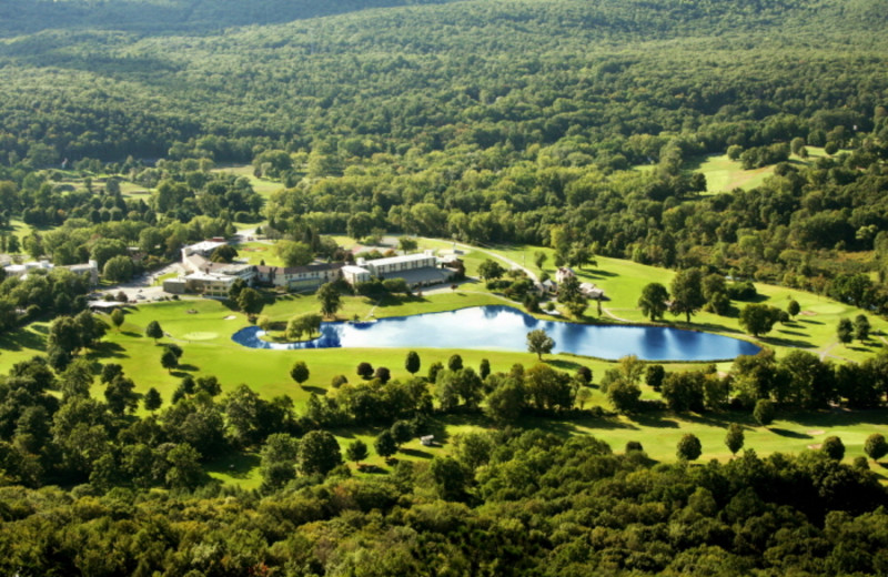 Aerial view of Honor's Haven Resort & Spa during the Summertime.
