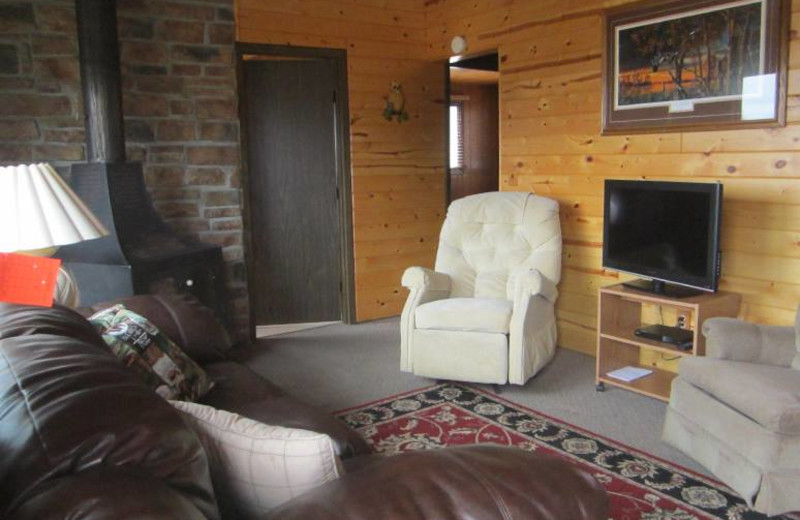 Cabin living room at Kec's Kove Resort.