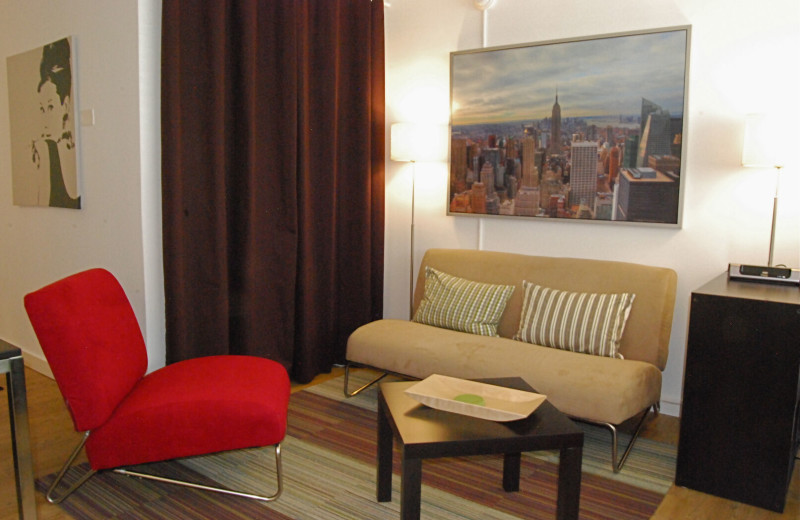 Guest living room at BCA Furnished Apartments.