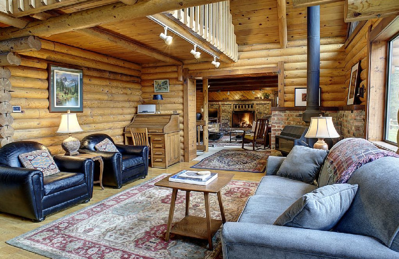 Cabin living room at Natapoc Lodging.