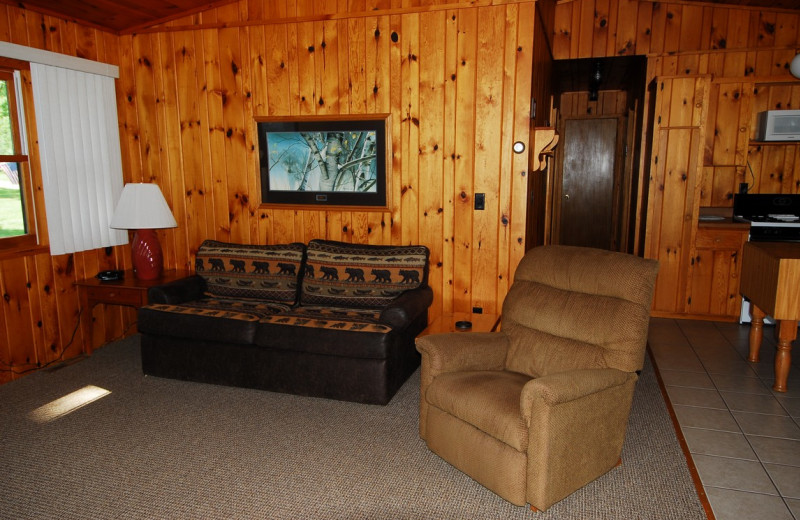 Cabin living room at Geiger's Trails End.