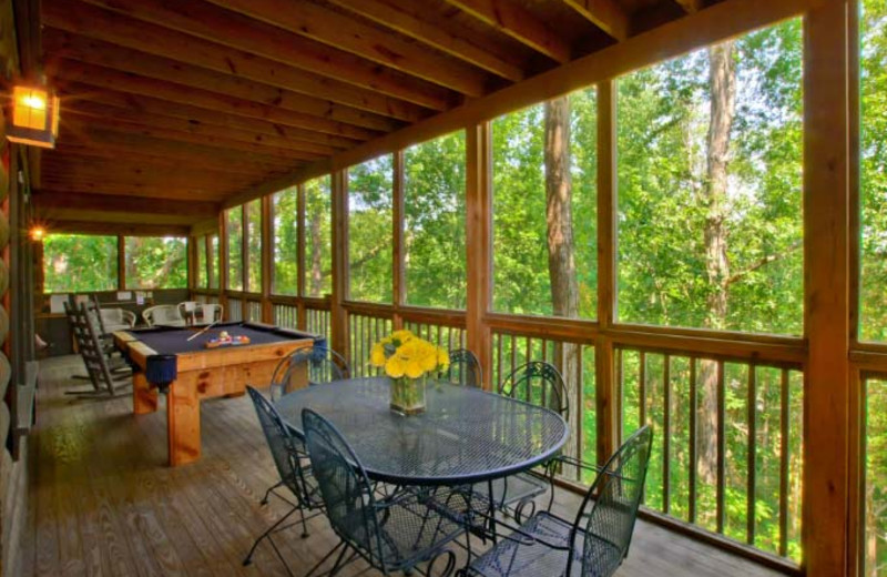 Porch With Pool Table at Hidden Mountain Resorts