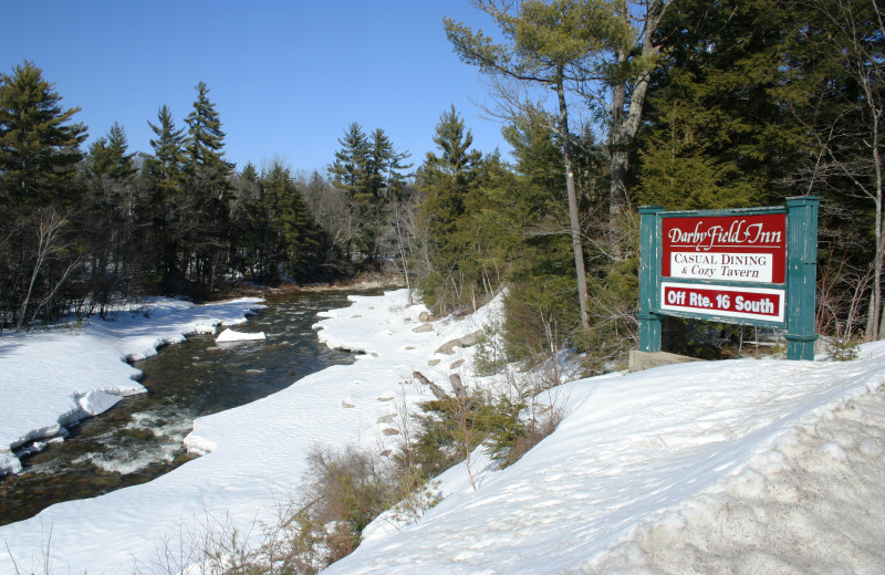 Darby Field sign located on Rt. 112 directs you up to the inn