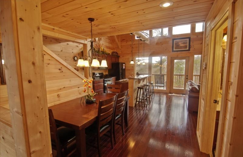 Cabin dining room at Accommodations by Parkside Resort.