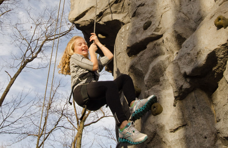 Rock climbing at Skytop Lodge.