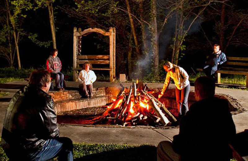 Campfire at Smoke Hole Caverns & Log Cabin Resort.