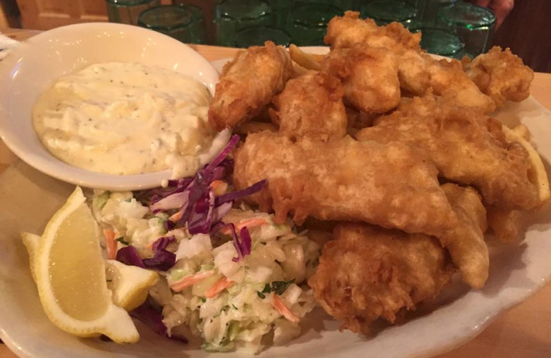 Fish and coleslaw at Arrowhead Mountain Lodge.