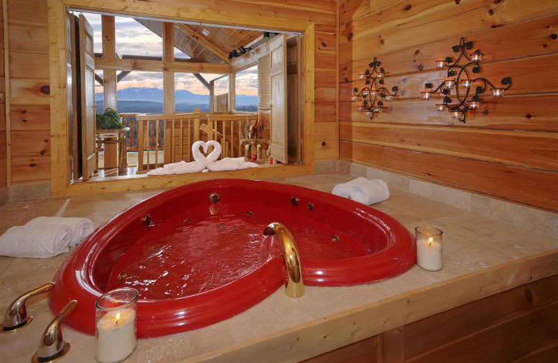 Cabin hot tub at Outrageous Cabins LLC.