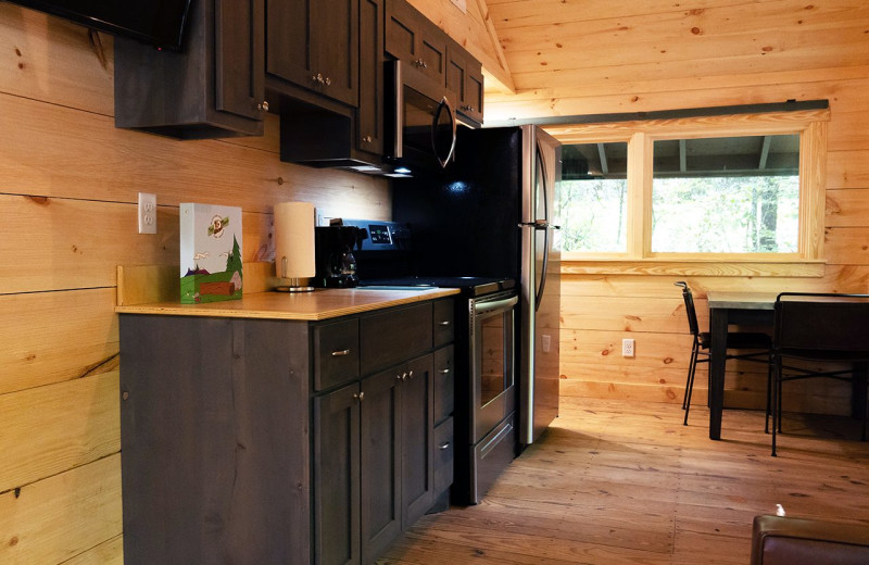 Cabin kitchen at Yogi Bear's Camp Golden Valley.