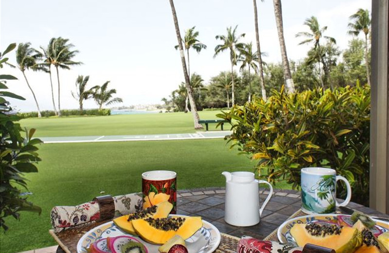 Dining on balcony at Maui Vacation Rentals.