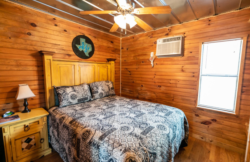 Cabin bedroom at Walnut Canyon Cabins.