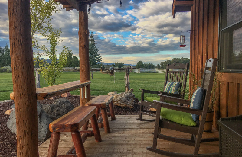 Guest porch at Cottonwood Meadow Lodge.