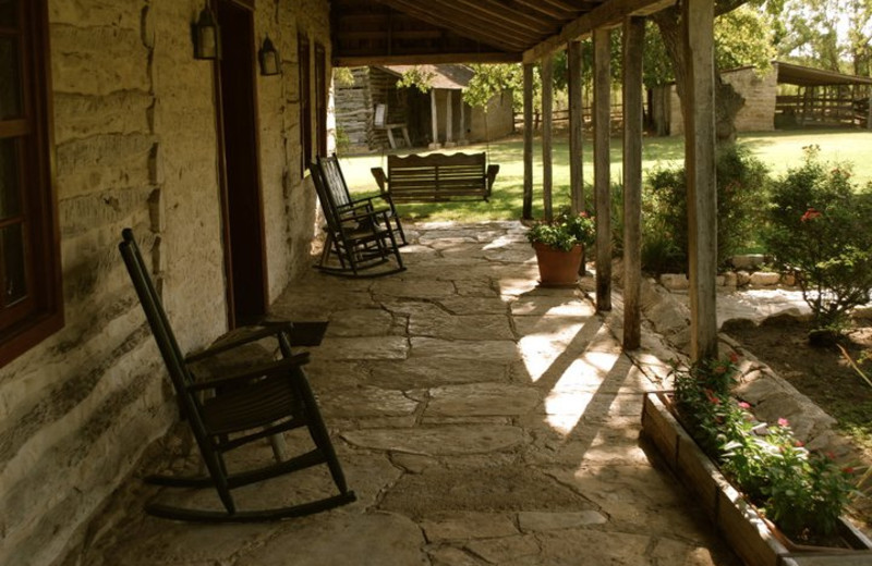 Cabin porch at Settlers Crossing.