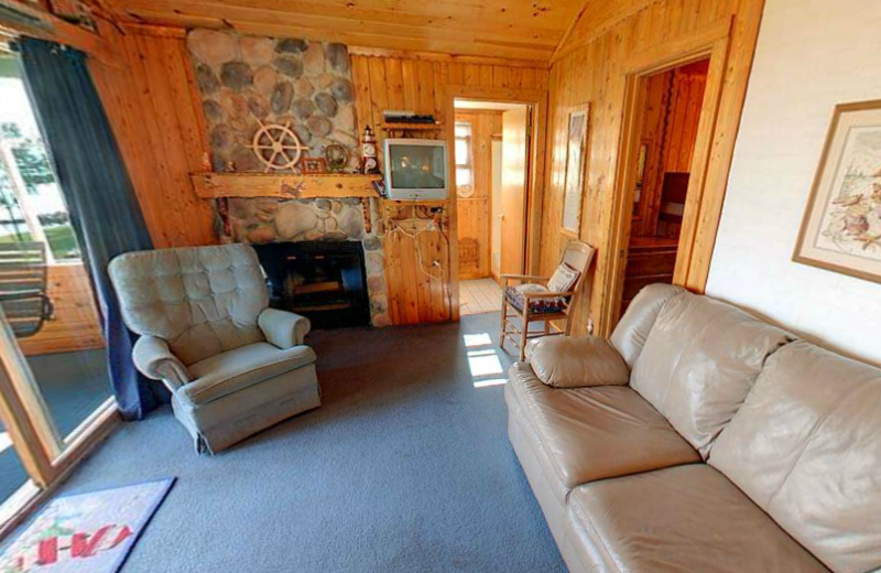 Cabin living room at Anderson's Northland Lodge.