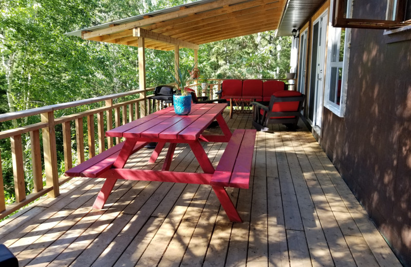 Cottage deck at Mattawa River Resort.