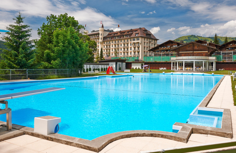 Outdoor pool at Gstaad Palace Hotel.