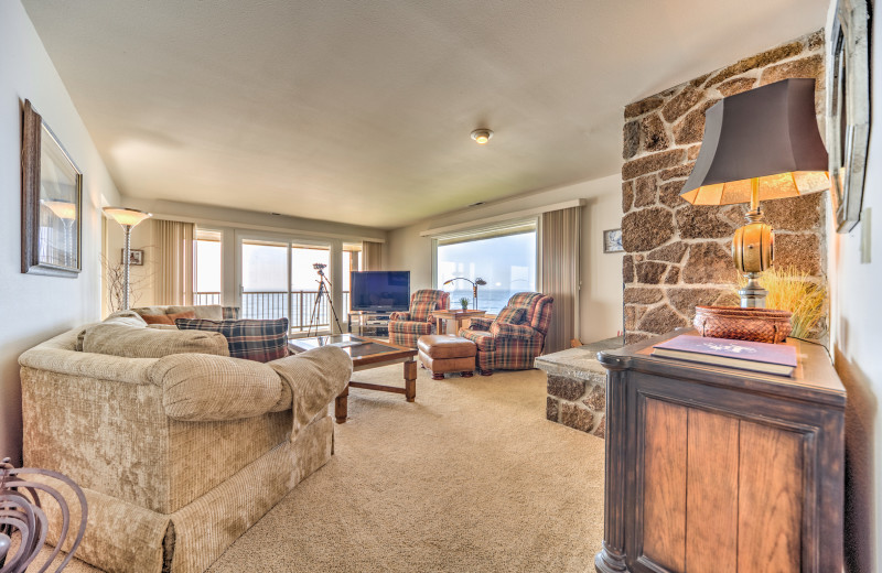 Rental living room at Cavalier Beachfront Condominiums.