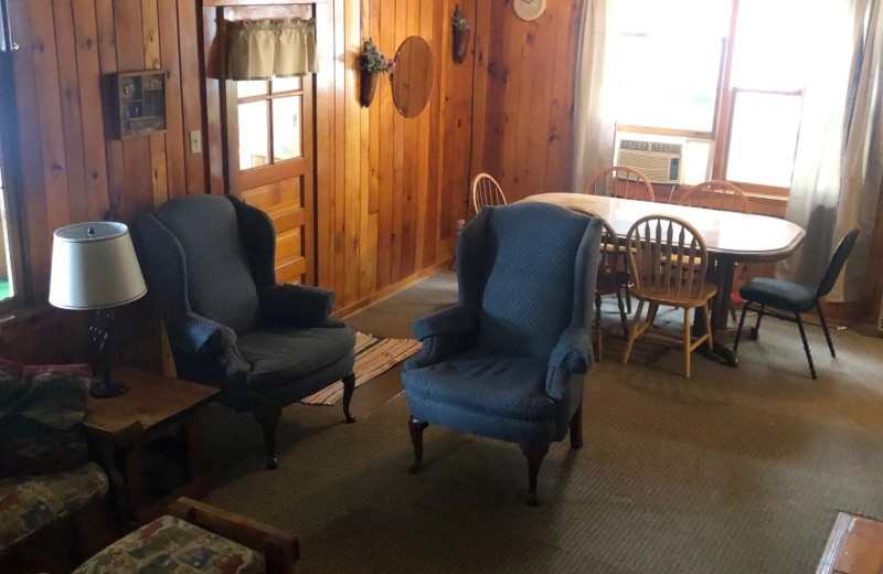 Cabin living room at Crimson Hue Resort.