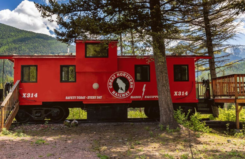 Caboose exterior at Izaak Walton Inn.