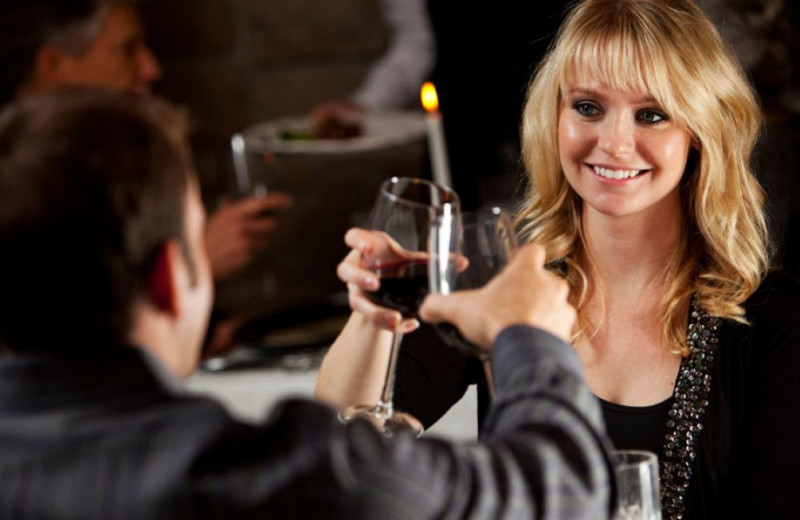 Couple dining near Grand Harbor Inn.