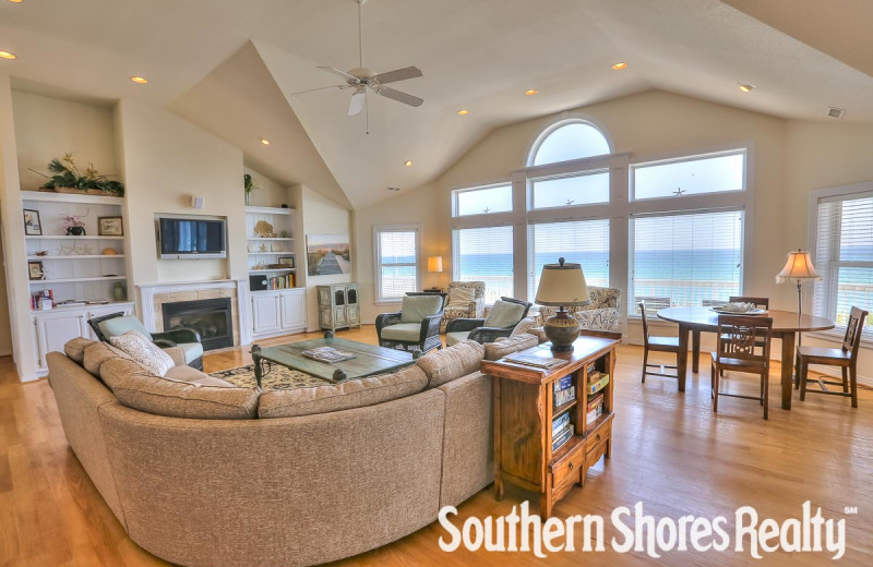 Rental living room at Southern Shores Realty.