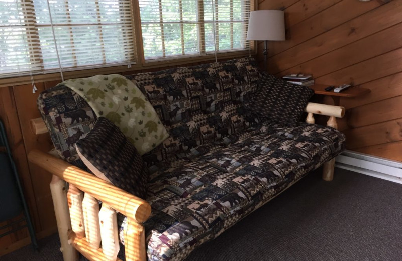 Cabin couch at Blackduck Lodge & Resort.