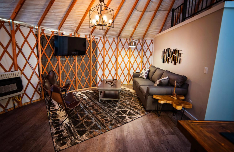 Guest living room at Escalante Yurts.