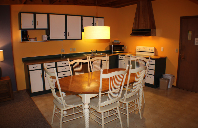 Guest kitchen at Rowleys Bay Resort.