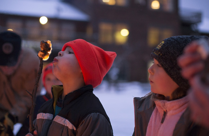 making smores at Skyport Lodge