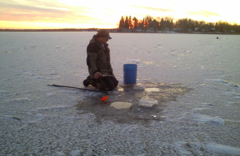 Ice fishing at Adrian's Resort.