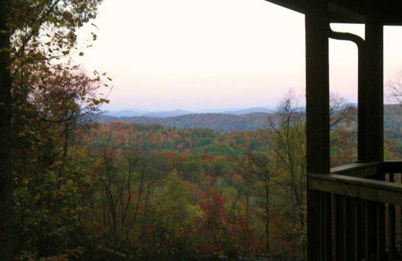 Cabin deck view at Black Bear Cabin Rentals.