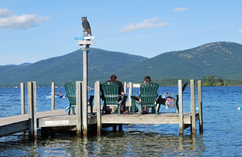 Sitting on the dock at Golden Sands Resort.