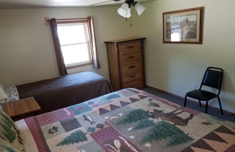 Cabin bedroom at Northern Lights Resort.