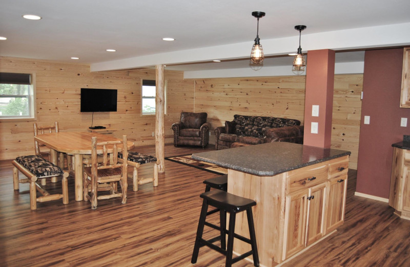 Cabin interior at Sandy Pines Resort.