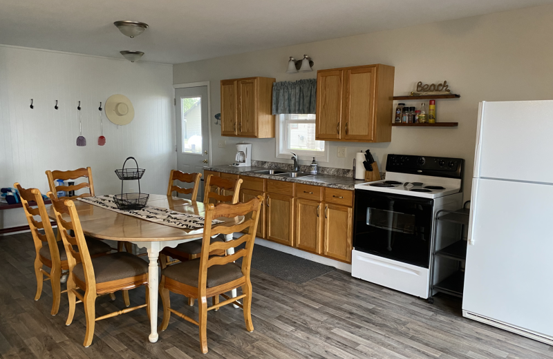 Cabin kitchen at Maryview Beach Resort.