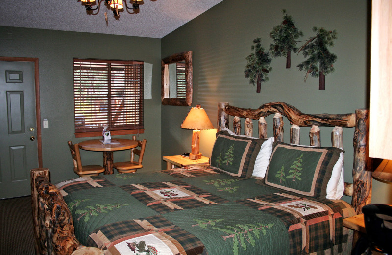 Chalet bedroom at Timber Creek Chalets.