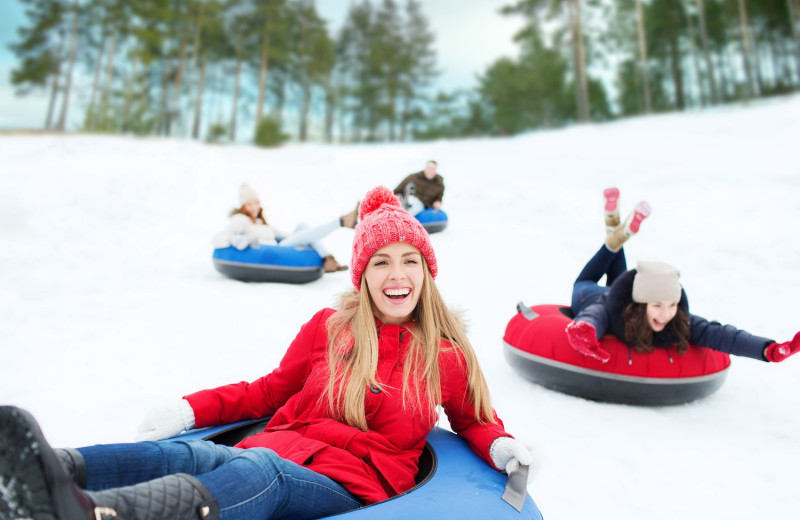 Sledding at Mountaintop Lodge at Lake Naomi.