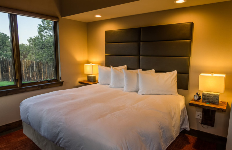 Cabin bedroom at Royal Gorge Cabins. 