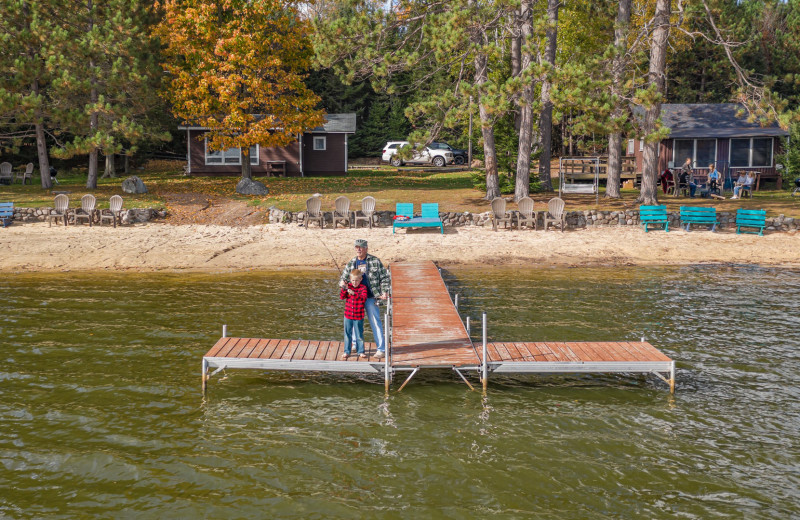 Rental beach and dock at Hiller Vacation Homes.