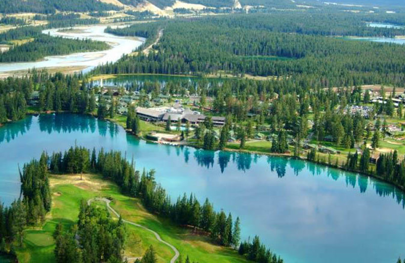 Aerial view of The Fairmont Jasper Park Lodge.