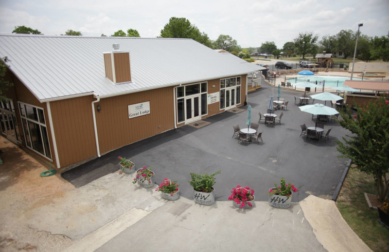 Event center exterior at Hill Country RV Resort & Cottage Rentals.