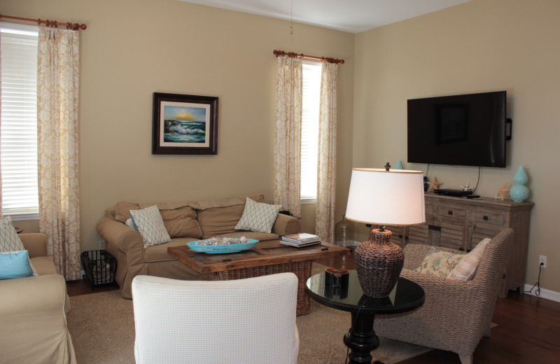 Rental living room at Seagrove On The Beach Property Rentals.